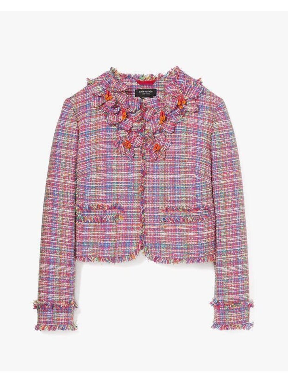 Kate Spade New York Women's Size 16 Multicolor Tweed Embellished Jacket